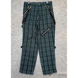 VTG Morbid Threads Bondage Pants Mens 34 Plaid Goth Grunge Rock Straps Rings